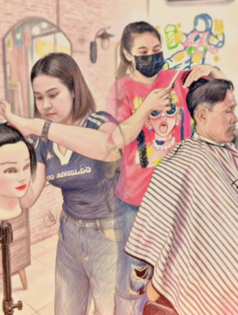 ช่างหนูนา ช่างตัดผมประจำร้านสกาย บาเบอร์ นิคมพัฒนา